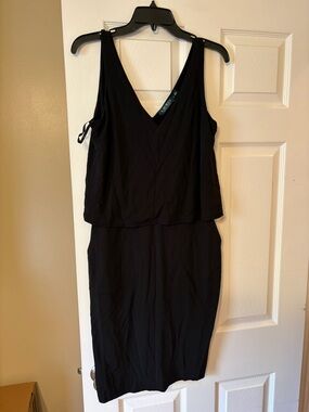 Ralph Lauren Black V-Neck Sleeveless Midi Dress